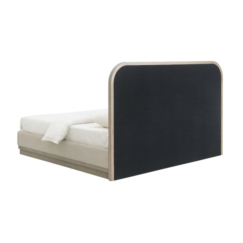 Emery Solid Poplar Dusted Stone Wood Finish Modern King Bed, Queen