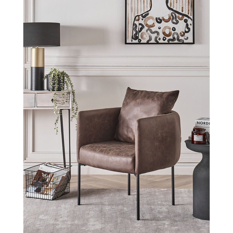 MALMOS Faux Leather Armchair, Dark Brown Faux Leather
