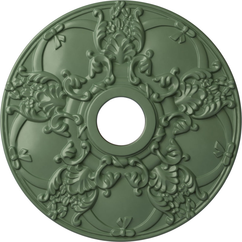 Médaillon de plafond Endurathane Norwich, DE 18 po x P 3 1/2 po x P 1 3/8 po (convient aux auvents jusqu'à 4 1/2 po), fini vert athénien peint à la main