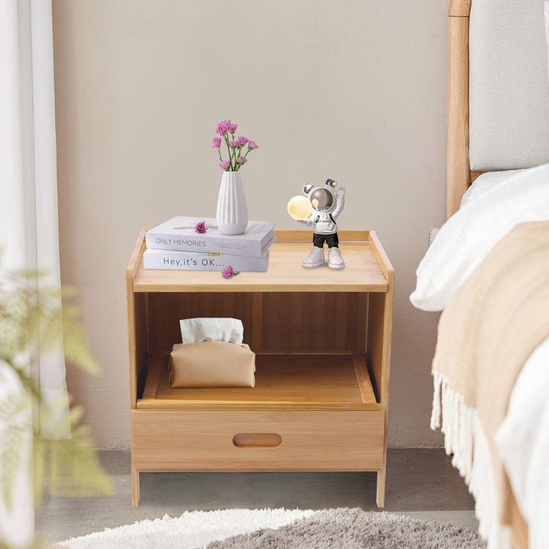 Charif 15.7"H Small Bamboo Wood Nightstand