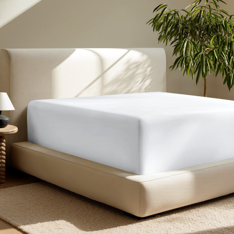 24" Extra Deep Pocket Microfiber Fitted Sheet, White, Split Head Flex King Fitted Sheet