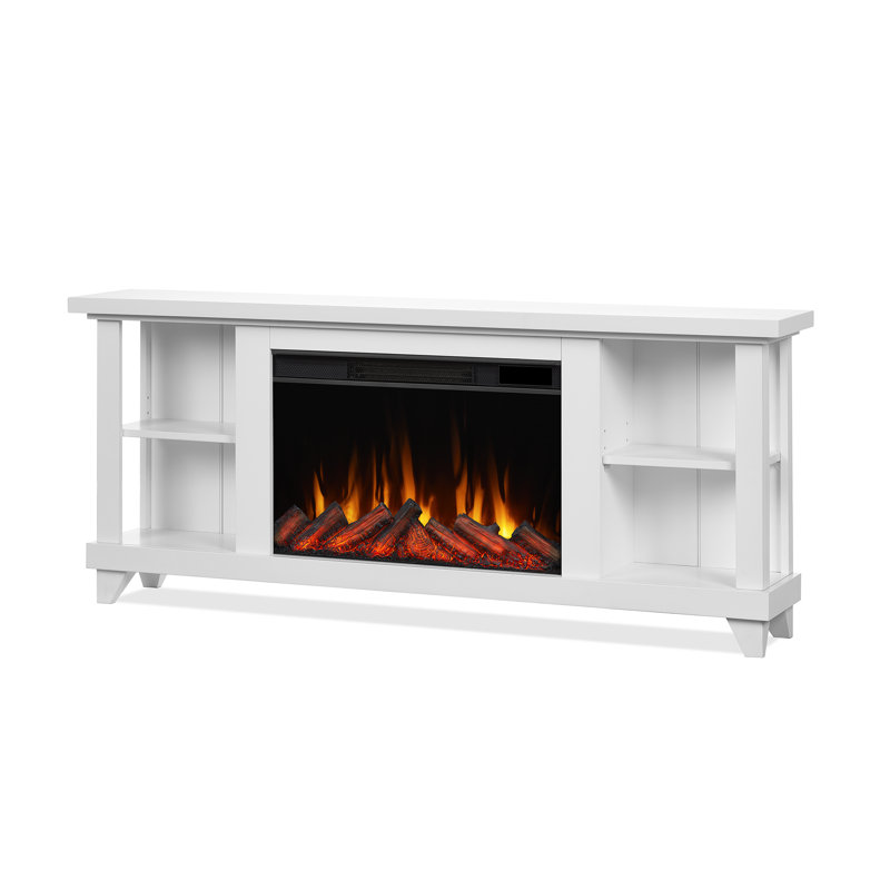Penrose 58" TV Stand with Slim Electric Fireplace by Real Flame, White