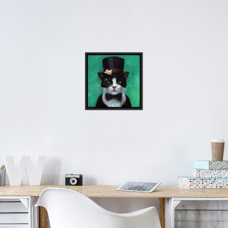 « tuxedo cat » par lucie heffernan-reproduction de photo, Toile avec cadre noir, H 18 po x l 18 po x 1,5 po
