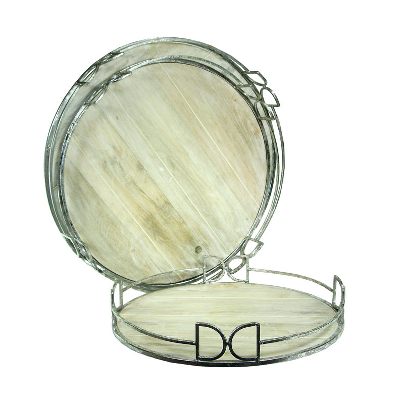 Hispaniola Tray, White Washed/Silver