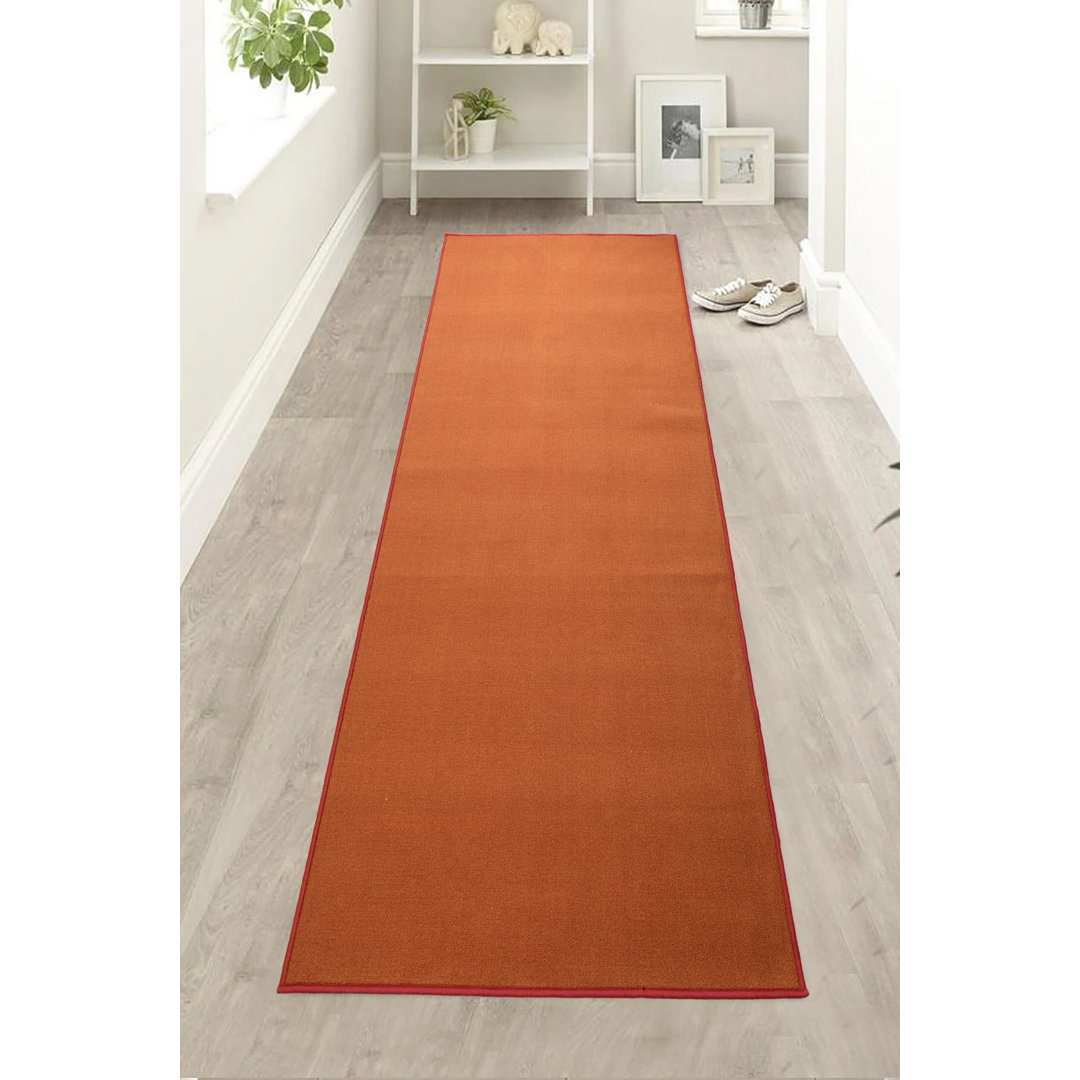 Anti Slip Low Profile Solid Orange Color Custom Size Runner Rug for Hallway Stairway Entryway Kitchen World Menagerie Rug 