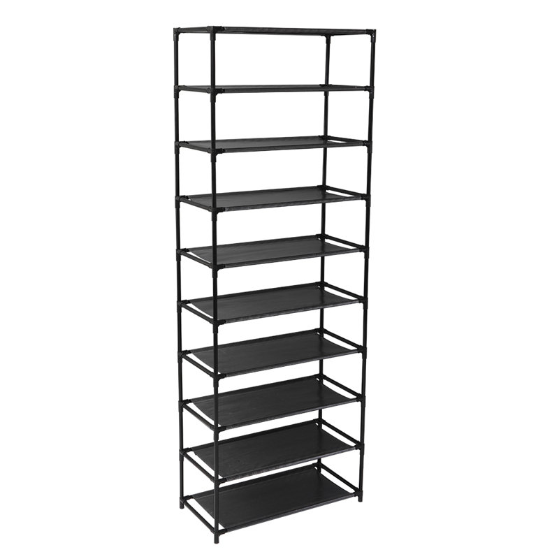 30 Pair Black Metal/Fabric Shoe Rack