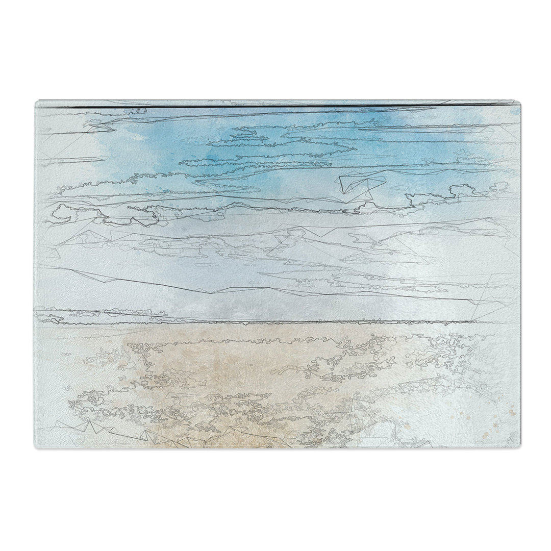 Tempered Glass upon a Beach in Tarragona Spain Sketch Chopping Board