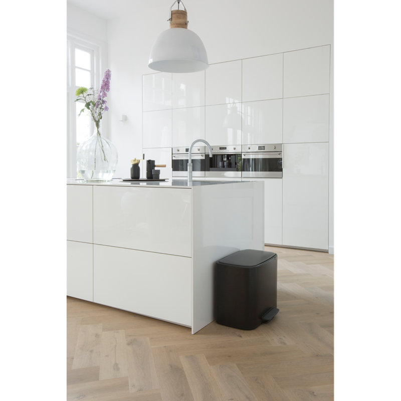 Brabantia Bo Step On Multi-Compartment Recycling Trash Can 3 x 3 Gallon (9 Gallon Capacity), Matte Black
