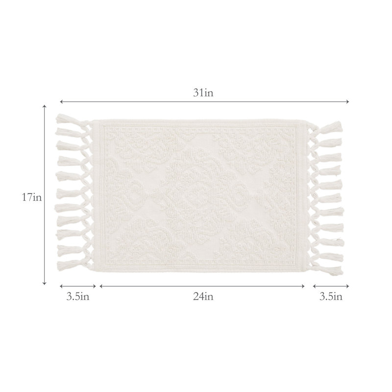 Ricardo 100% Cotton Bath Rug, 17" W x 31" L, Beige
