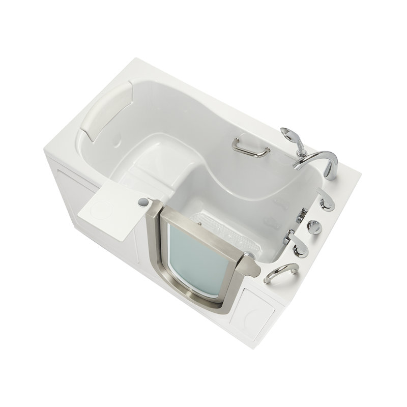 Ella Royal 32"x52" Acrylic Soaking Walk-In-Bathtub, Right Inward Swing Door, Heated Seat, 5 Piece Fast Fill Faucet, 2" Dual Drain