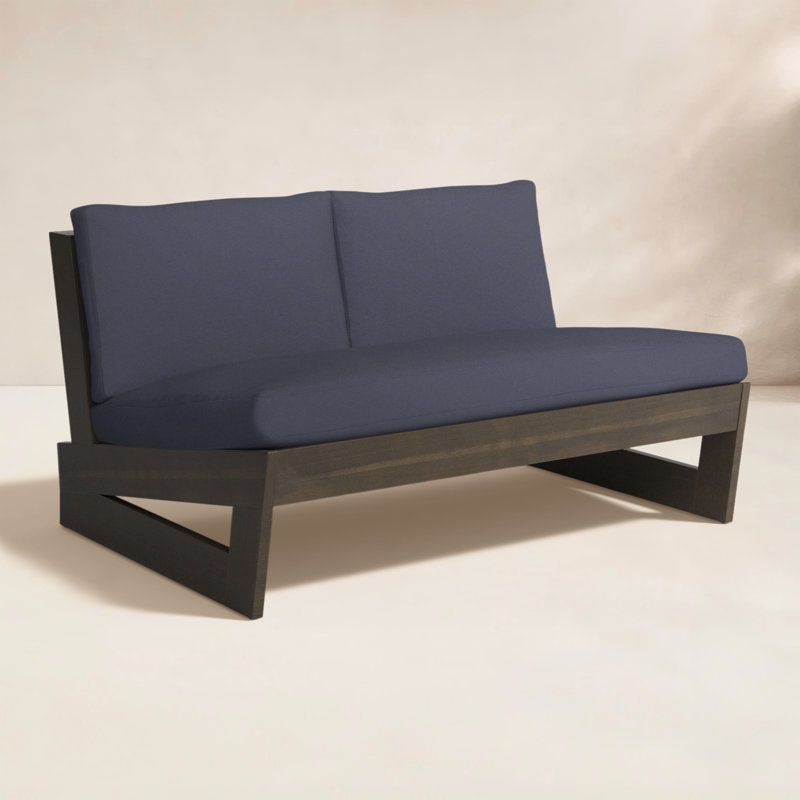 Causeuse large avec coussins 43 "Louise, Structure grise / coussin gris foncé