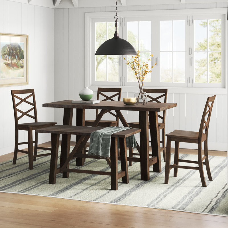 Berrian Trestle Dining Set, Brown