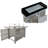 43" Rectangle Propane Gas Fire Pit Table – 50K BTU, Grey Wicker Base, Glass Wind Guard