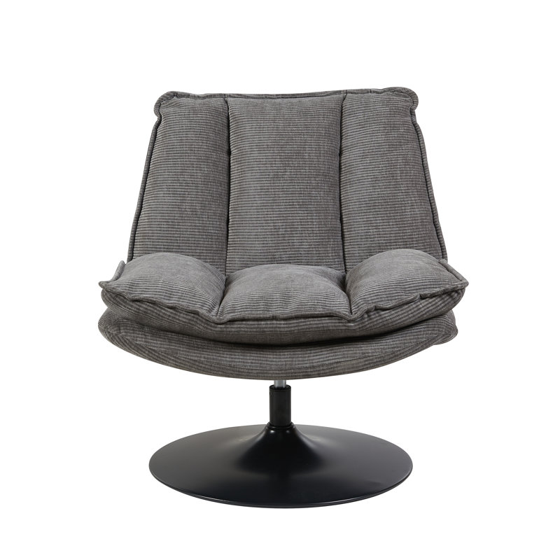 Corduroy Upholstered Swivel Accent Chair, Grey
