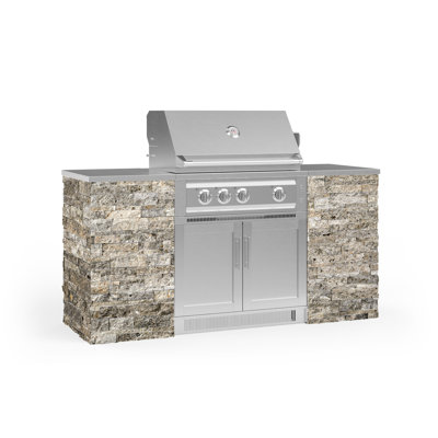 Outdoor Kitchen Signature Series 6 Piece Cabinet Set with 33 in. Propane Gas Platinum Grill -  NewAge Products, 68502