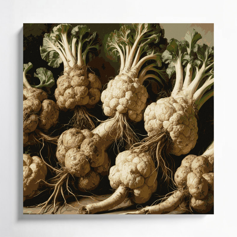 Légumes, art mural sur toile brun céleri-rave, H 32 po x l 32 po