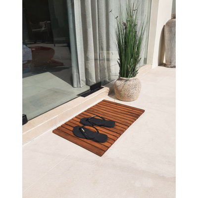 Hokku Designs Teak Natural String Shower/bath Mat With Rubber Feet 23.62" X 15.75"