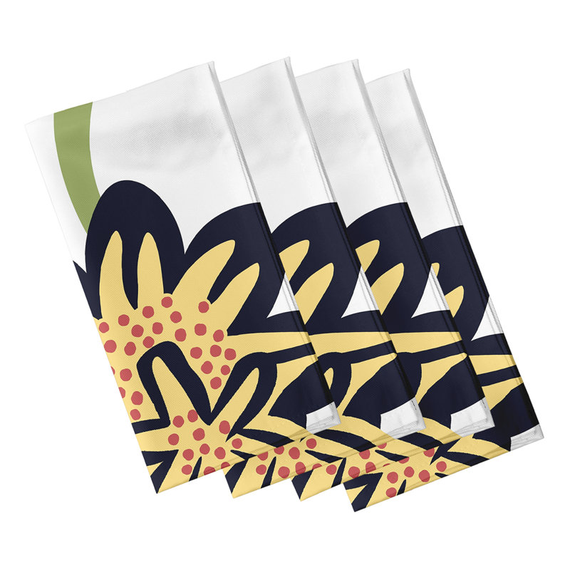 Cihat Polyester Floral Square Napkin, Yellow
