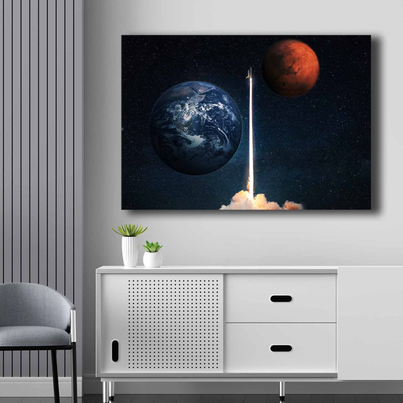 Superbe peinture décorative sur toile, 27,6 po x 39,4 po | 100% toile (épaisseur: 0,11 pouce) et cadre 100% bois de pin (épaisseur: 0,9 pouce) | Bleu vif, bleu marine, blanc et rouge, parfait pour la décoration de la maison ou du bureau