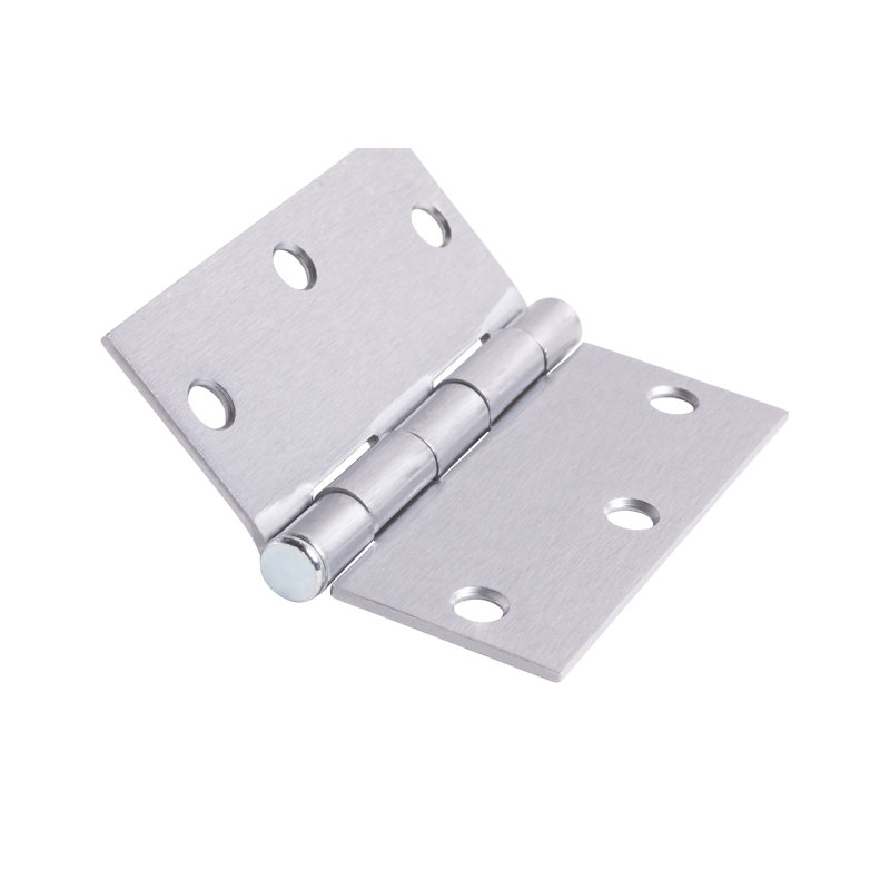3.5 in. x 3.5 in. Full Mortise Residential Squared Hinge with Removable Pin - Pack of 2, Brushed Chrome