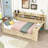 Wooden Daybed with Storage Shelves and Study Desk-566129644-566129643