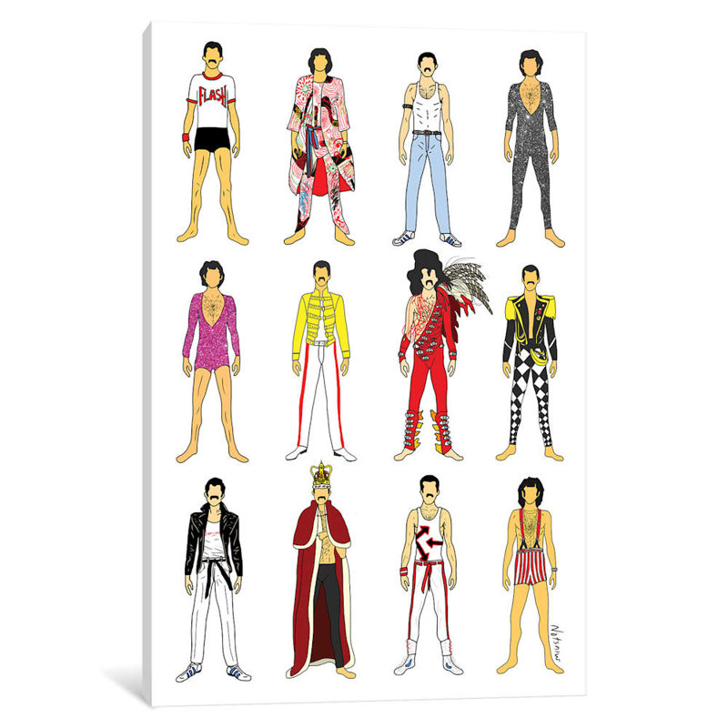 The Many Outfits Of Freddie by Notsniw Art - Wrapped Canvas Giclee Art Print, 101.6 cm H x 66.04 cm W x 1.91 cm D