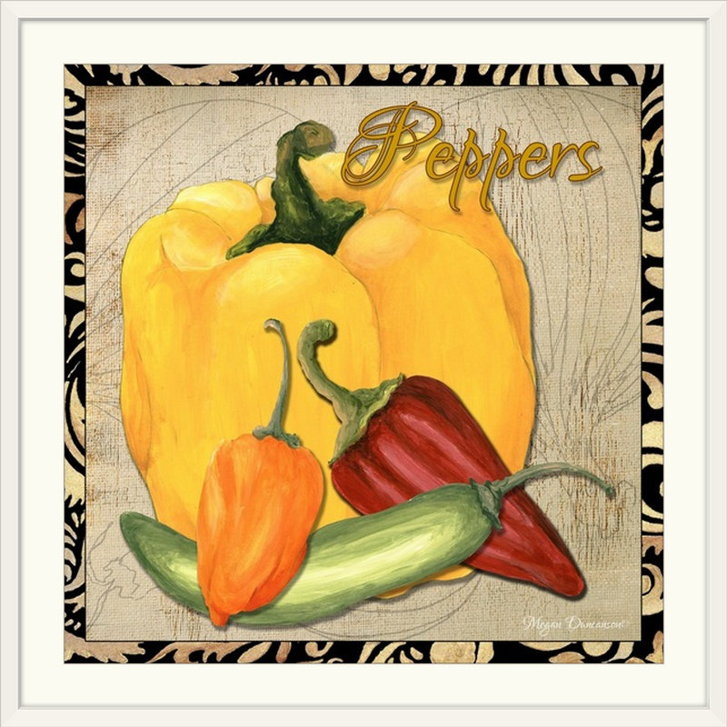 «Wicham Legumes Peppers» par Megan Duncanson, impression, H 20" x l 20" x P 1", Cadre blanc