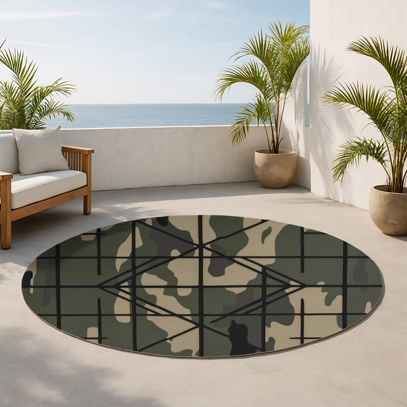 Tapis intérieur et extérieur Grid Horizon, Rond 5 pi