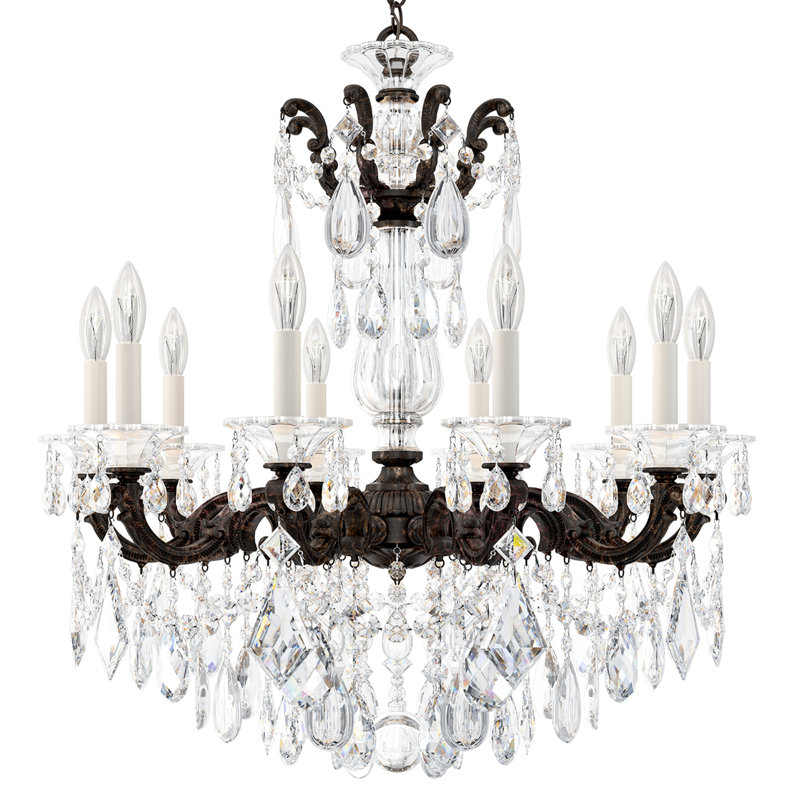 La Scala 10 Light 28in x 29.5in Chandelier in Etruscan Gold with Clear Radiance Crystals, Czech, Heirloom Bronze