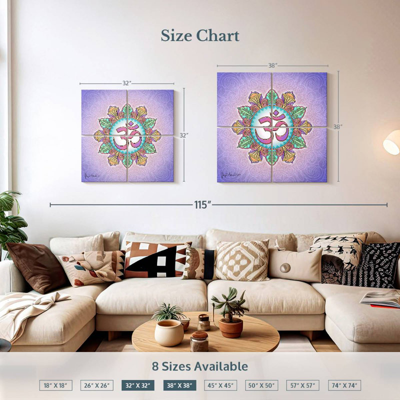 Adella pastel Om Mandala, H 32 po x l 32 po