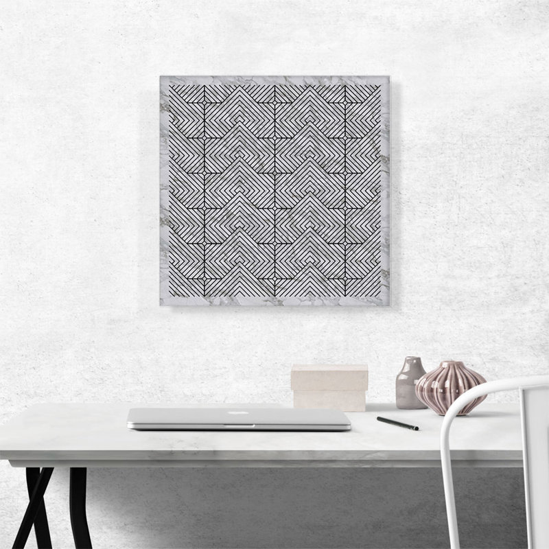 Diamant noir géométrique, impression sur toile tendue, H 18 po x l 18 po x 1,5 po