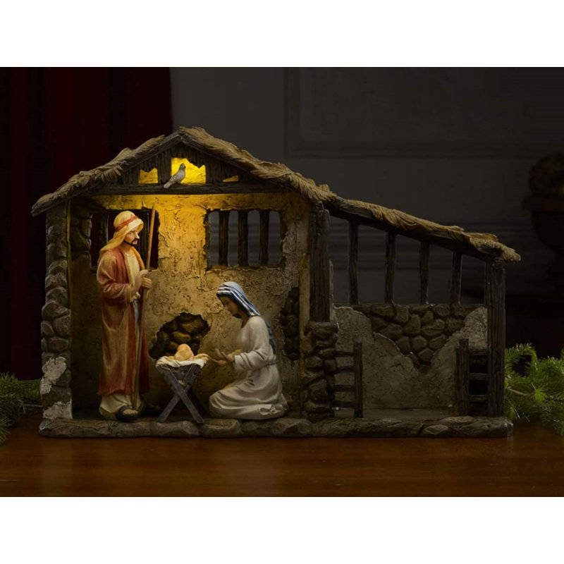 16 Piece Deluxe Edition Christmas Nativity Set With Real Gold - 7 Inch Scale
