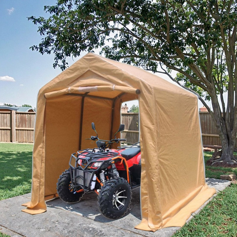 Outdoor Portable Gazebo Storage Shelter Shed With 2 Roll Up Zipper Doors & Vents Carport For Motorcycle Waterproof And UV Resistant Anti-Snow Portable Garage Kit Tent