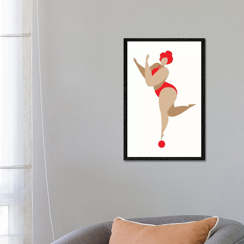 Dancing Queen - Red by Kubistika - Print on Canvas, 66.04cm H x 45.72cm W x 3.81cm D, Black Floater Framed