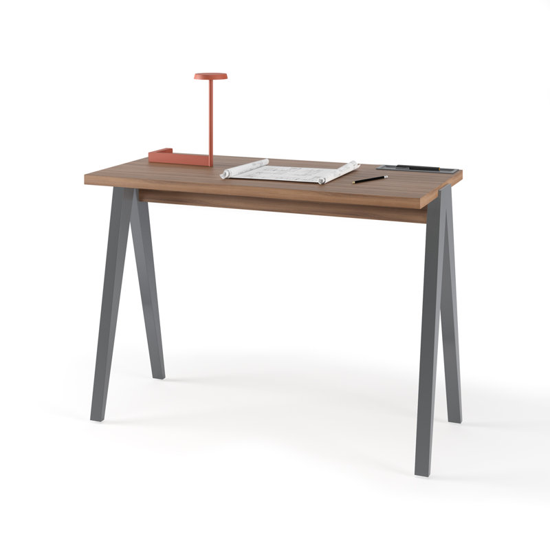 Gundrath Solid Wood Base Writing Desk, Grey, Walnut
