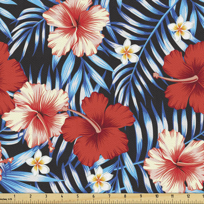 Pepperbush Hibiscus and Plumeria Flowers Fabric