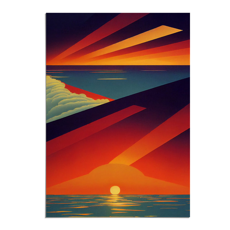Vivid Abstract Ocean Sunset - Wall Art, Paper, 29.7cm H x 21cm W, No Matte