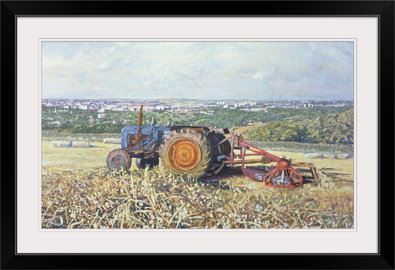 «Harvesting Tractor, 1995» par Martin Decent, Gayora, Cadre noir, H 26 po x l 38 po x P 1 po