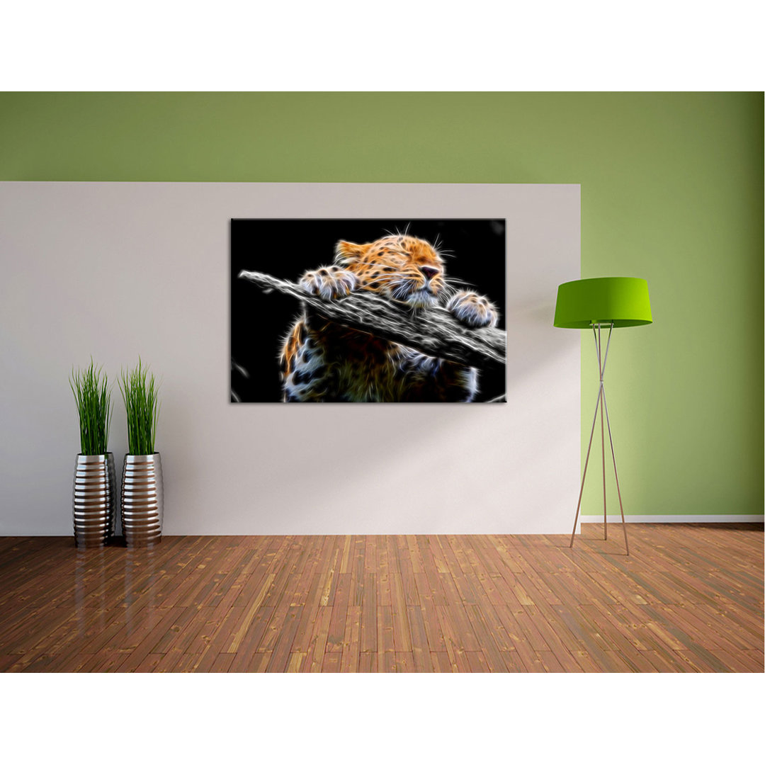 Leinwandbild Dark verspielter kleiner Leopard