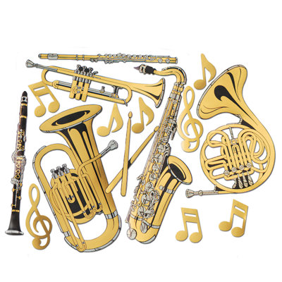 Gold Foil Musical Instruments Cutouts