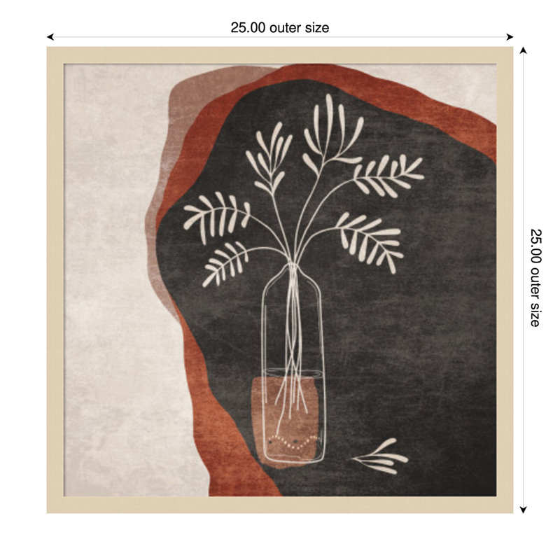 «Minimalist Orange Flowers» par Emel Tunaboylu, impression sur bois encadrée, H 25 po x l 25 po