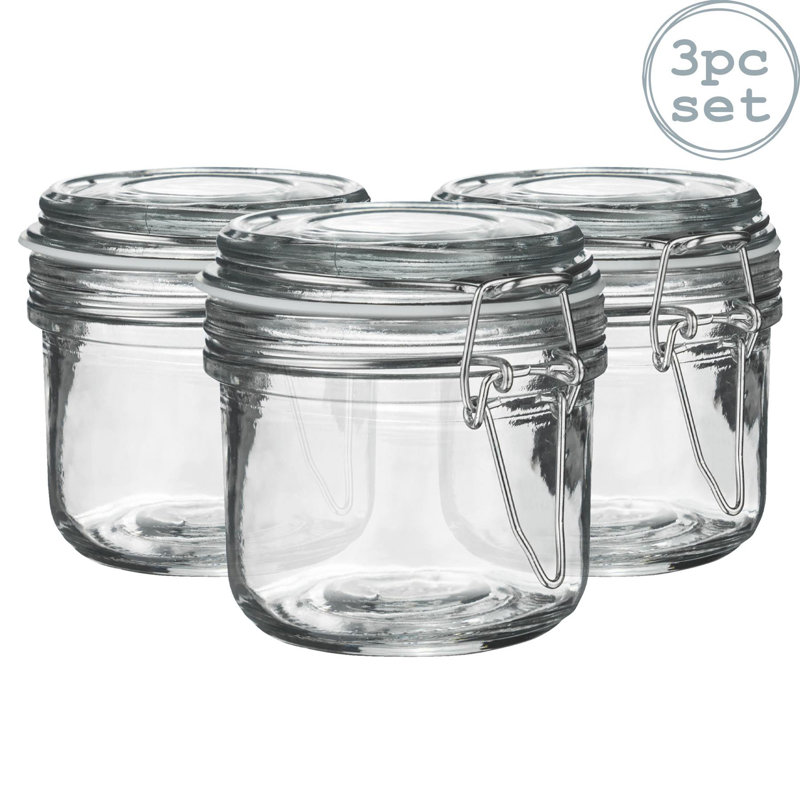 Argon Tableware - Glass Storage Jars, 8.5cm H x 7.5cm W x 7.5cm D, White/Clear