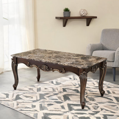 Table de cocktail formelle traditionnelle de luxe en faux marbre 1pc