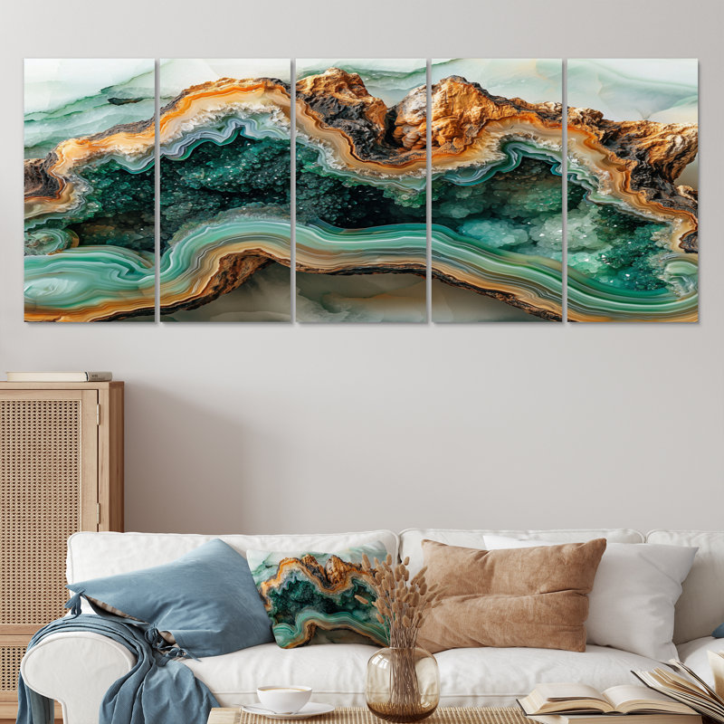 Prana - Agate Wall Art - ensemble d'art mural traditionnel, H 28 po x l 60 po, 5