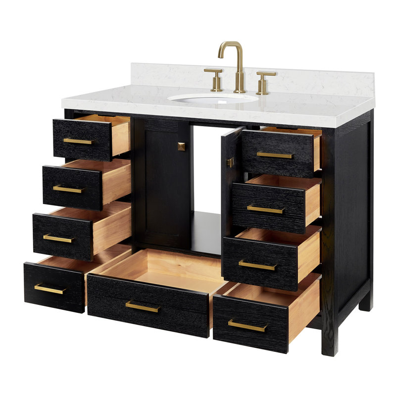 Ensemble de meuble-lavabo simple 48 po Amariani, Chêne noir