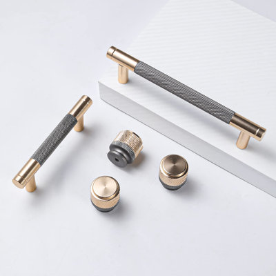 12 Pack 3 Inch 76 mm Barrel Cabinet Pulls Gold and Grey Cupboard Aluminum Handles Drawer Pull Cabinet Handles