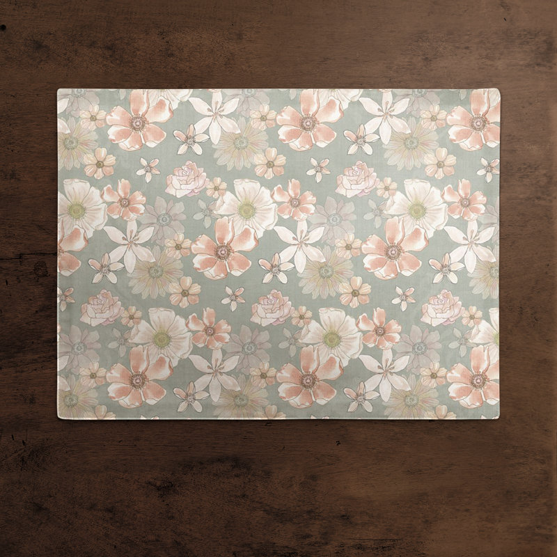 Forlini, aquarelle de fleurs sur un napperon 7458-CG, Vert