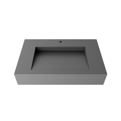 Pyramid 30" Wall Mounted Rectangular Solid Surface Bathroom Sink in Matte Finish, Gray