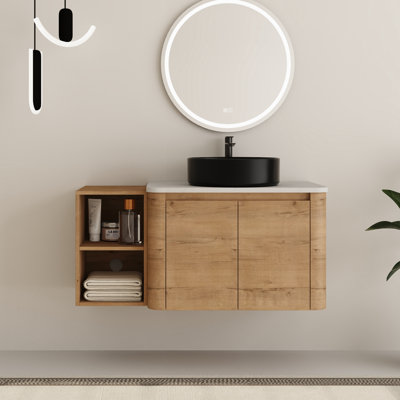 Eaton 42" Wall-Mounted Single Bathroom Vanity with Engineered Stone Top