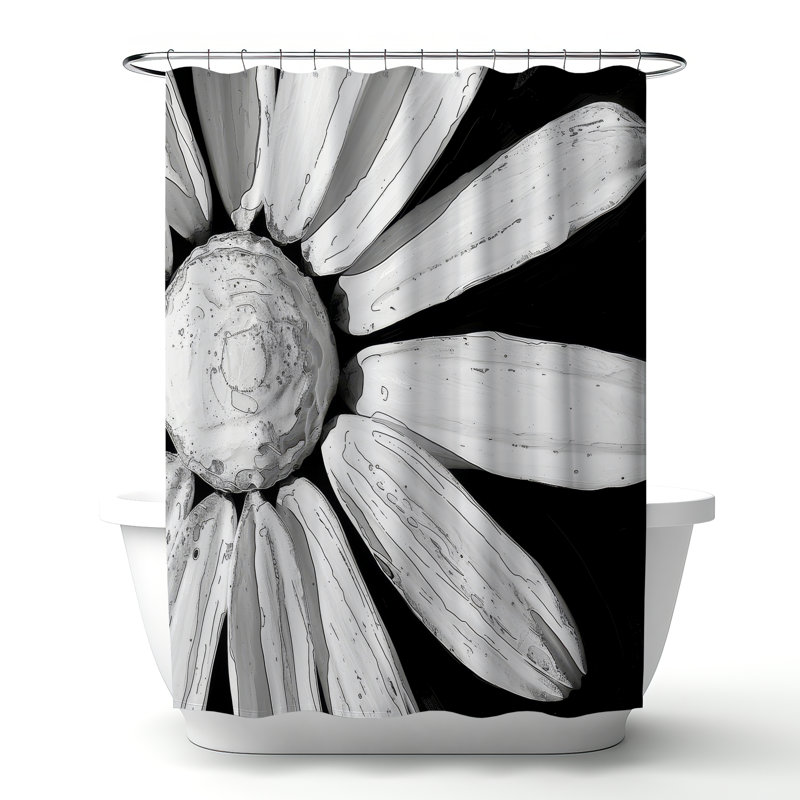 Seen from Up Close – Polyester Shower Curtain, Dye Sublimation Print, 71" W × 74" L, Blue/White/Gray Floral 27